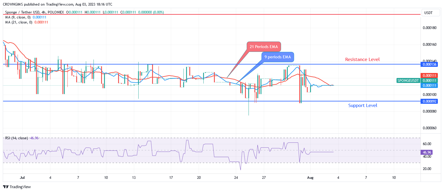 Sponge (SPONGEUSDT) Price Is Now Increasing and Holding Steady $0.000093  Level