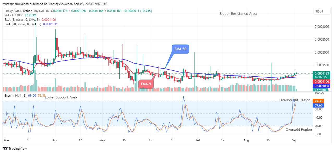 Lucky Block Price Prediction: LBLOCKUSD Bulls Facing More Gains above the $0.0001174 Supply Level