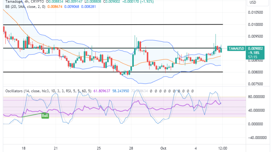 Tamadoge (TAMA/USD) Trade Pushes Upward, Facing Resistances