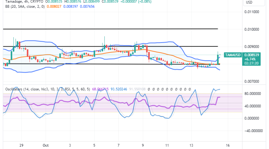 Tamadoge (TAMA/USD) Price Swings High, Averaging $0.009