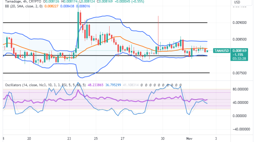 Tamadoge (TAMA/USD) Trade Builds Basis, Tending Spikes