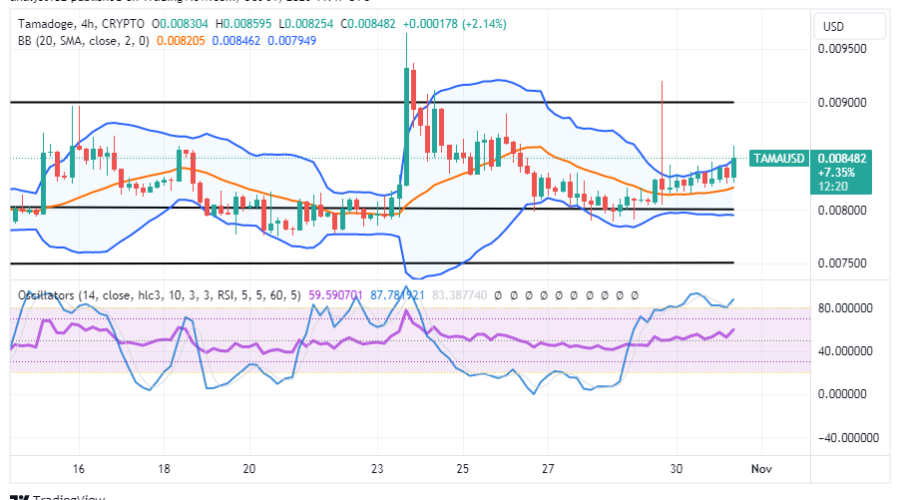 Tamadoge (TAMA/USD) Trade Pushes Up, Setting Higher Lows