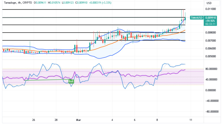 Tamadoge (TAMA/USD) Price Gets Increases, Testing $0.011