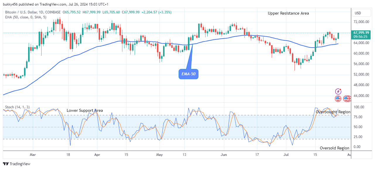 Bitcoin (BTCUSD) Price Is Rising Towards the $75,000.00 Supply Level