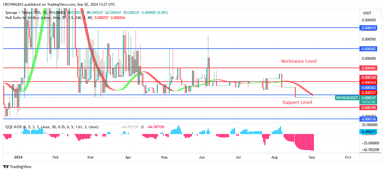 Sponge (SPONGEUSDT) Price Might Surpass $0.000329 Level