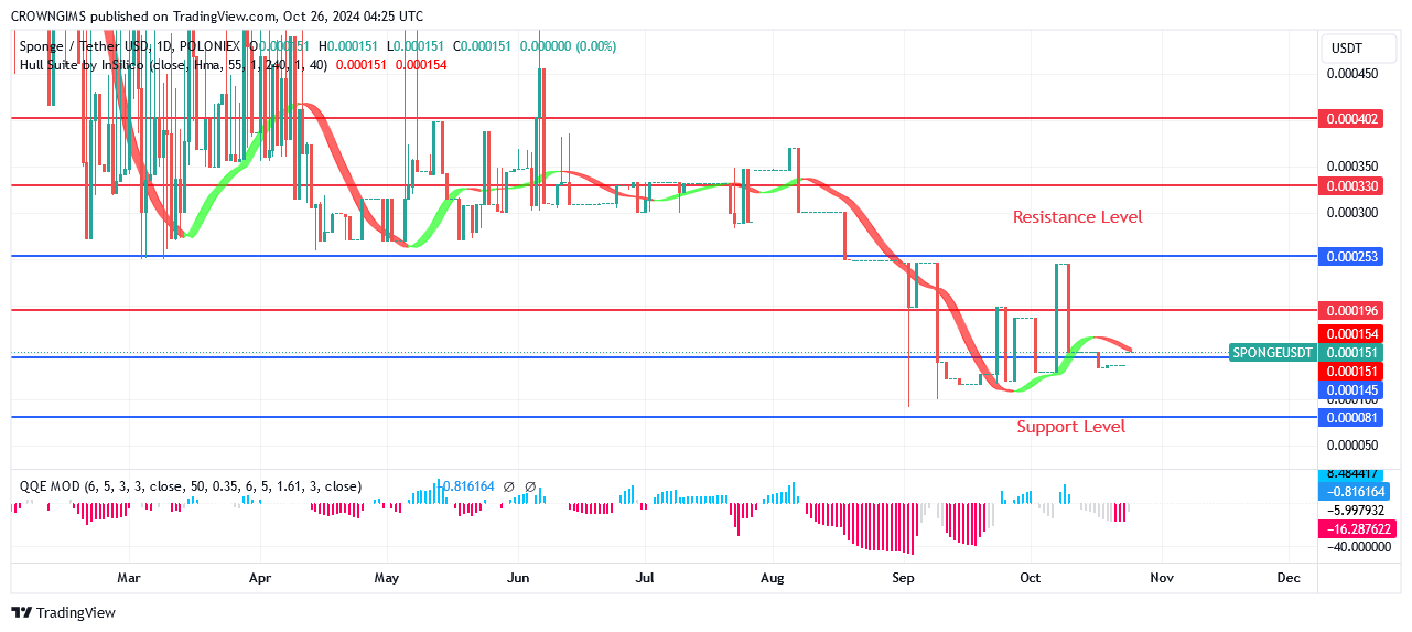 Sponge Price Is Rising Toward $0.000136 Level