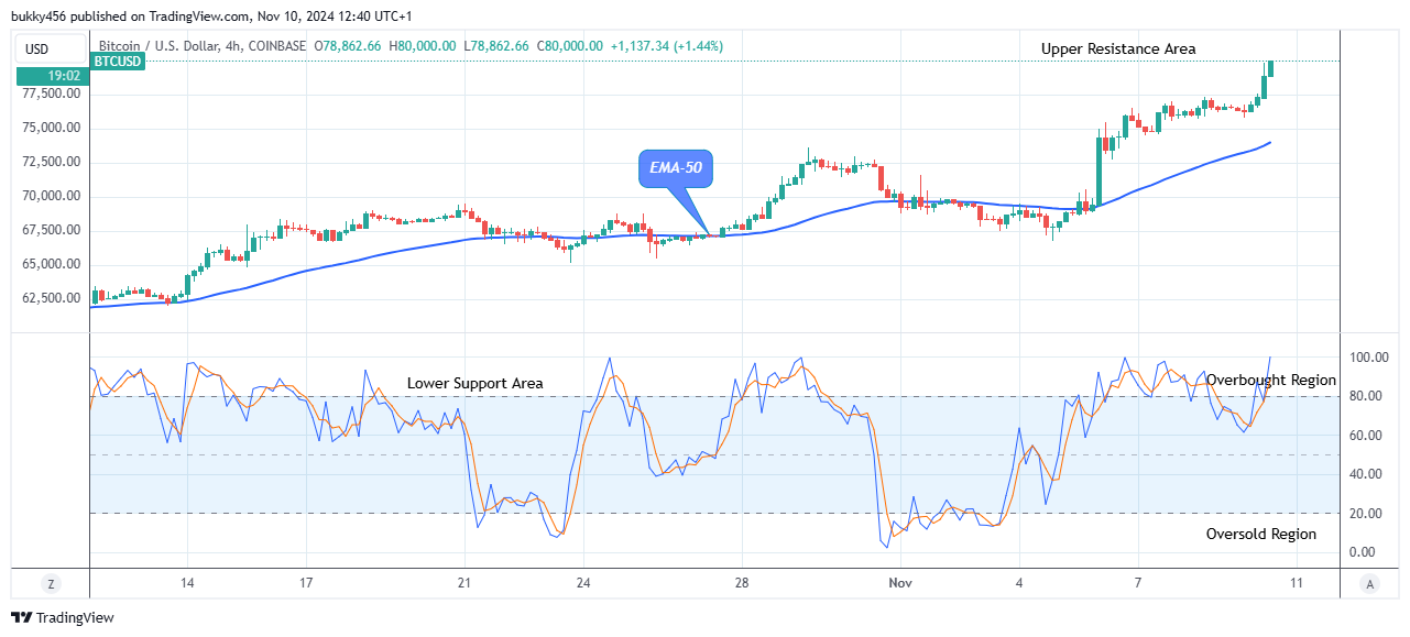 Bitcoin (BTCUSD) Price Reaches the All-time High of $80,000