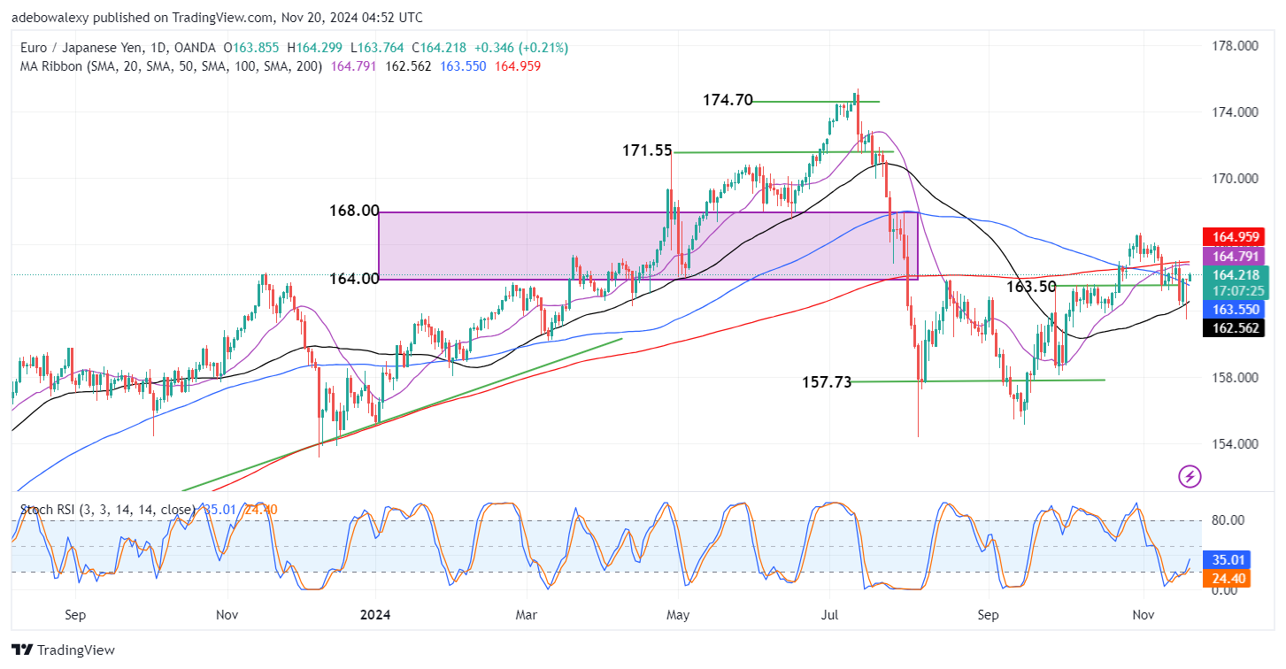 EURJPY Sees Only Minimal Gains Above 163.50 Support