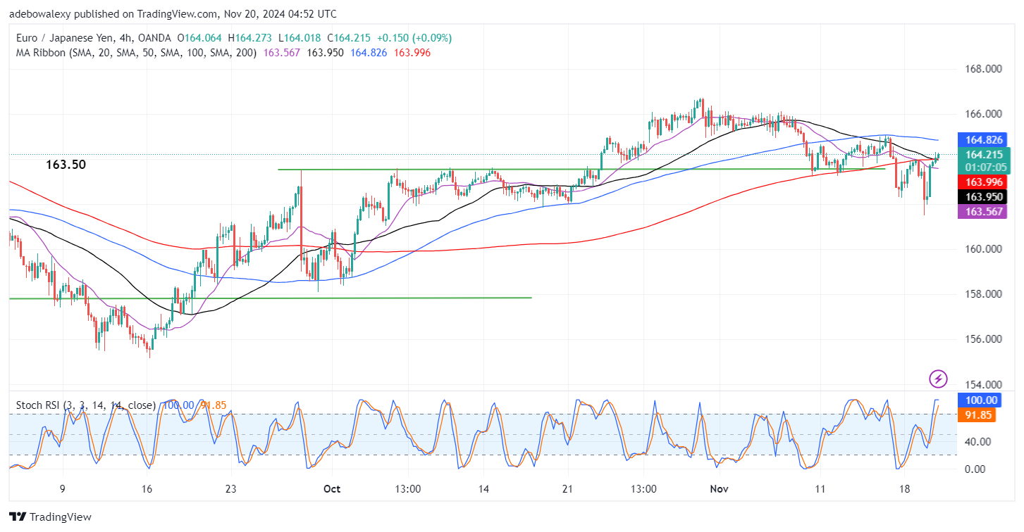 EURJPY Sees Only Minimal Gains Above 163.50 Support